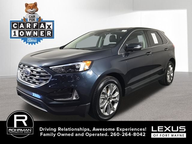 2024 Ford Edge Titanium in Blue Metallic — front three-quarter view