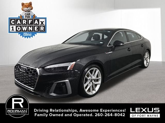 2024 Audi A5 Sportback 45 S line Premium Plus quattro in Black — front three-quarter view
